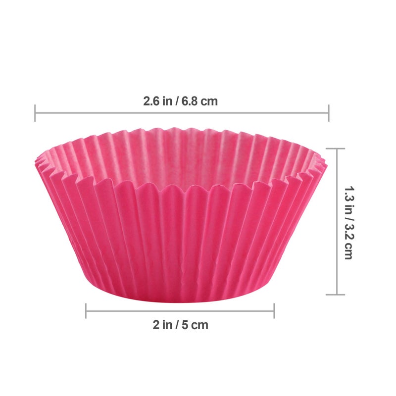 TRUSBER Pink Baking Cups, 100 pieces Paper Cupcake Liners Wrappers Nonstick Muffin Molds Baking Cup Holders for Wedding, Birthday, Baby Shower or Holiday Party (Pink) - Image 2
